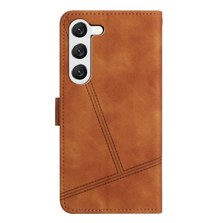 For Samsung Galaxy S25+ 5G Skin-feel Stitching Leather Phone Case(Brown) - Galaxy S25+ 5G Cases by buy2fix | Online Shopping UK | buy2fix