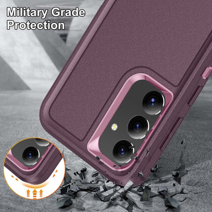 For Samsung Galaxy S24 / S25 5G Rugged PC Hybrid Silicone Phone Case with Holder(Purple+Pink) - Galaxy S25 5G Cases by buy2fix | Online Shopping UK | buy2fix