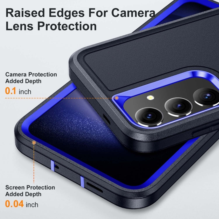 For Samsung Galaxy S24+ / S25+ 5G Rugged PC Hybrid Silicone Phone Case with Holder(Dark Blue+Royal Blue) - Galaxy S25+ 5G Cases by buy2fix | Online Shopping UK | buy2fix