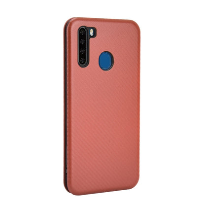 For Blackview A80 Pro Carbon Fiber Texture Horizontal Flip TPU + PC + PU Leather Case with Card Slot(Brown) - More Brand by buy2fix | Online Shopping UK | buy2fix