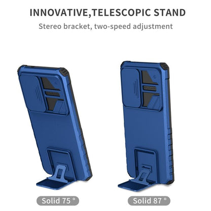 For Samsung Galaxy S25 Ultra 5G Stereoscopic Holder Sliding Camshield Phone Case(Blue) - Galaxy S25 Ultra 5G Cases by buy2fix | Online Shopping UK | buy2fix