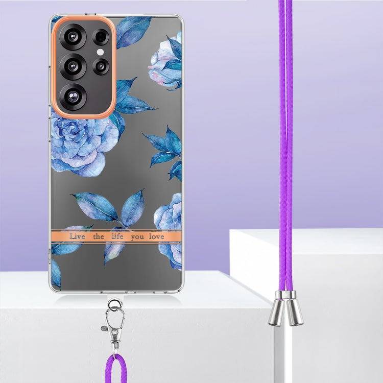 For Samsung Galaxy S25 Ultra 5G Flowers and Plants Series IMD TPU Phone Case with Lanyard(Orchid Peony) - Galaxy S25 Ultra 5G Cases by buy2fix | Online Shopping UK | buy2fix