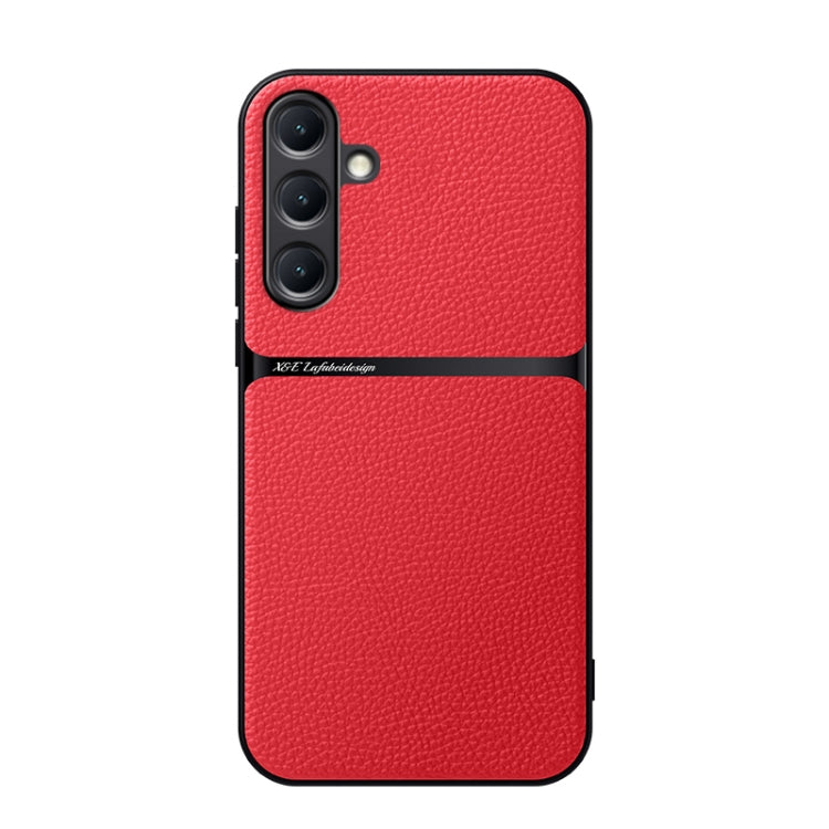 For Samsung Galaxy S25+ 5G Litchi Leather Magnetic Full Coverage Shockproof Phone Case(Red) - Galaxy S25+ 5G Cases by buy2fix | Online Shopping UK | buy2fix