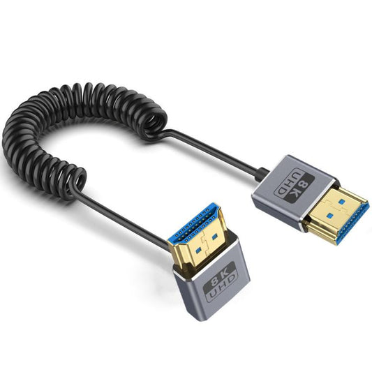 0.7m Coiled Coaxial 8K 48Gbps HDMI 2.1 Cable, Port:Downward Bend - Cable by buy2fix | Online Shopping UK | buy2fix