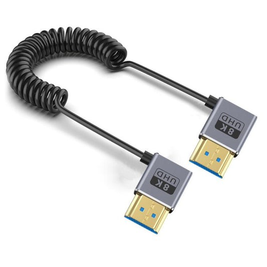 0.7m Coiled Coaxial 8K 48Gbps HDMI 2.1 Cable, Port:Right to Right Elbow - Cable by buy2fix | Online Shopping UK | buy2fix