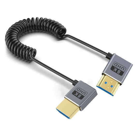 0.7m Coiled Coaxial 8K 48Gbps HDMI 2.1 Cable, Port:Right to Left Elbow - Cable by buy2fix | Online Shopping UK | buy2fix