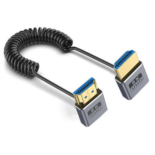 0.7m Coiled Coaxial 8K 48Gbps HDMI 2.1 Cable, Port:Up to Down Elbow - Cable by buy2fix | Online Shopping UK | buy2fix