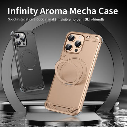 For iPhone 16 Plus R-JUST RJ63-1 Frameless Aroma Mecha MagSafe Holder Phone Case(Silver) - iPhone 16 Plus Cases by R-JUST | Online Shopping UK | buy2fix