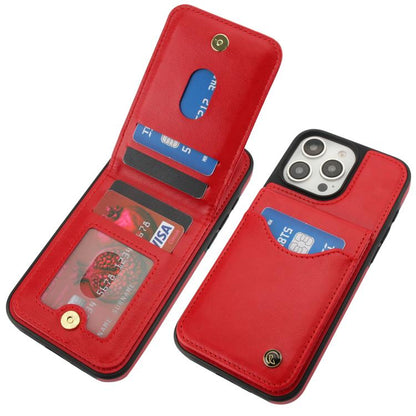 For iPhone 16 Pro AwQuer Vertical Flip Card Bag Holder Leather Phone Case(Red) - iPhone 16 Pro Cases by Awquer | Online Shopping UK | buy2fix