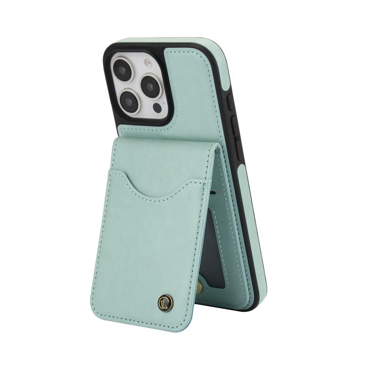 For iPhone 16 Pro AwQuer Vertical Flip Card Bag Holder Leather Phone Case(Green) - iPhone 16 Pro Cases by Awquer | Online Shopping UK | buy2fix