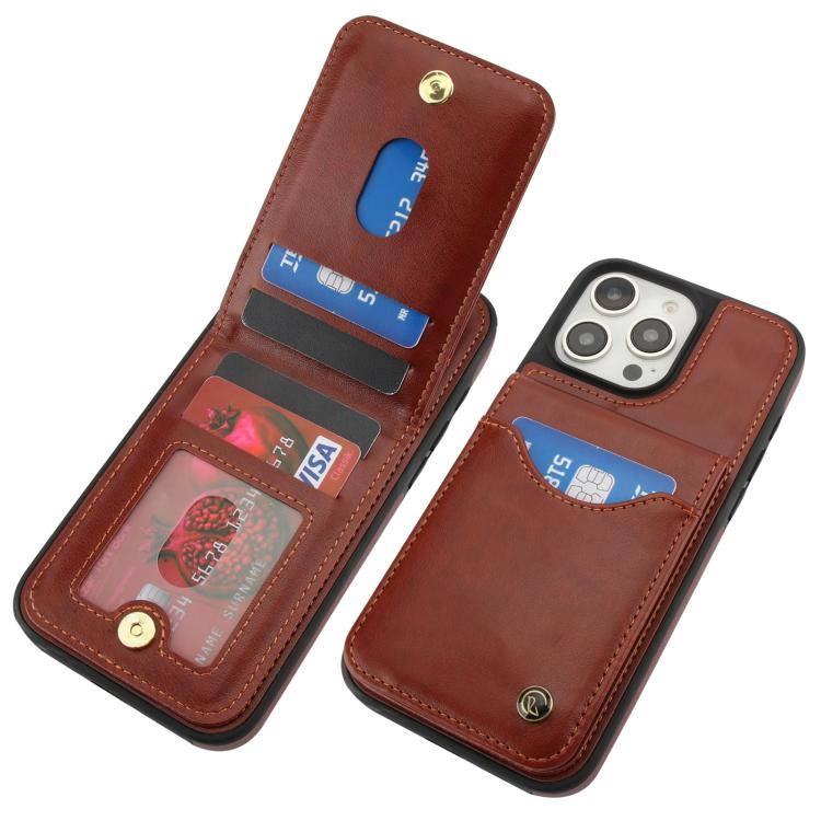 For iPhone 16 Pro AwQuer Vertical Flip Card Bag Holder Leather Phone Case(Brown) - iPhone 16 Pro Cases by Awquer | Online Shopping UK | buy2fix