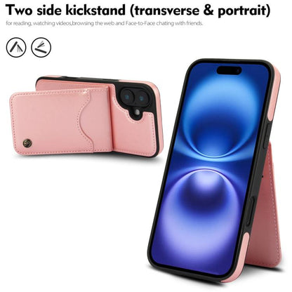 For iPhone 16 AwQuer Vertical Flip Card Bag Holder Leather Phone Case(Rose Gold) - iPhone 16 Cases by Awquer | Online Shopping UK | buy2fix