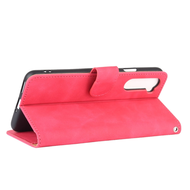 For OnePlus Nord Solid Color Skin Feel Magnetic Buckle Horizontal Flip Calf Texture PU Leather Case with Holder & Card Slots & Wallet(Rose Red) - OnePlus Cases by buy2fix | Online Shopping UK | buy2fix