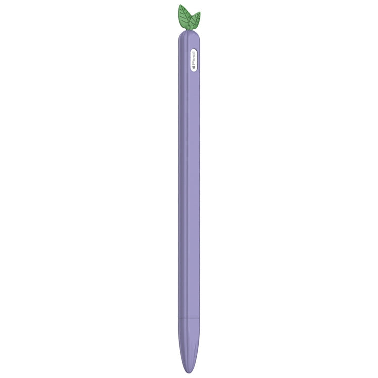 For Apple Pencil 2 Contrasting Color Mint Leaf Silicone Non-slip Protective Cover(Purple) - Pencil Accessories by buy2fix | Online Shopping UK | buy2fix