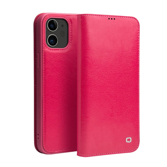 For iPhone 12 mini QIALINO Horizontal Flip Leather Case with Holder & Card Slots & Wallet (Rose Red) - iPhone 12 mini Cases by QIALINO | Online Shopping UK | buy2fix