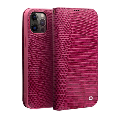 For iPhone 12 Pro Max QIALINO Crocodile Texture Horizontal Flip Leather Case with Card Slots & Wallet(Rose Red) - iPhone 12 Pro Max Cases by QIALINO | Online Shopping UK | buy2fix