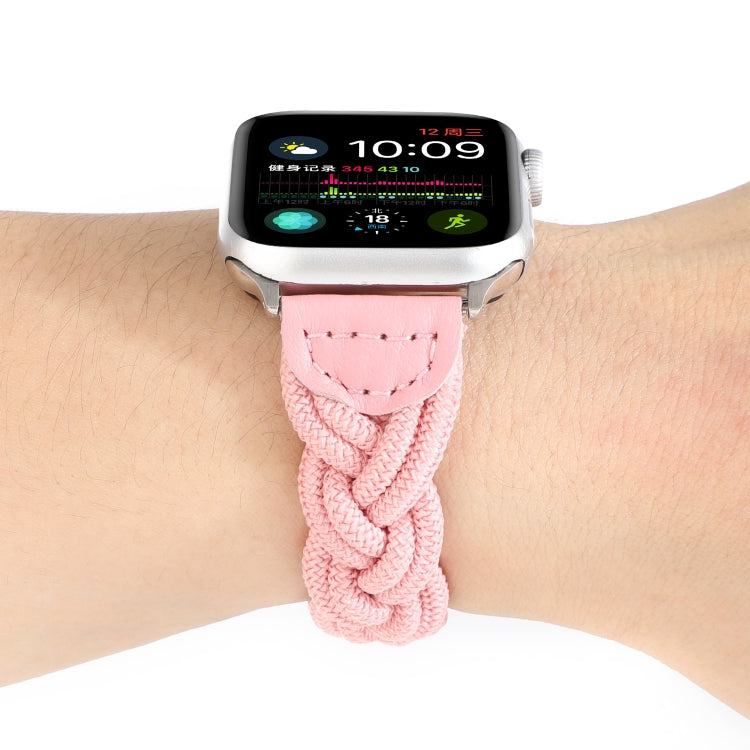 Elastic Woven Watch Band For Apple Watch Ultra 49mm&Watch Ultra 2 49mm / Series 9&8&7 45mm / SE 3&SE 2&6&SE&5&4 44mm / 3&2&1 42mm, Length:130mm(Pink) - Watch Bands by buy2fix | Online Shopping UK | buy2fix