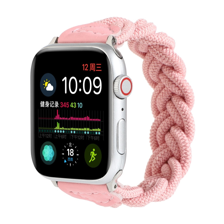 Elastic Woven Watch Band For Apple Watch Ultra 49mm&Watch Ultra 2 49mm / Series 9&8&7 45mm / SE 3&SE 2&6&SE&5&4 44mm / 3&2&1 42mm, Length:160mm(Pink) - Watch Bands by buy2fix | Online Shopping UK | buy2fix