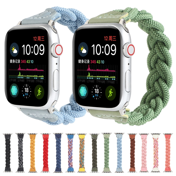 Elastic Woven Watch Band For Apple Watch Ultra 49mm&Watch Ultra 2 49mm / Series 9&8&7 45mm / SE 3&SE 2&6&SE&5&4 44mm / 3&2&1 42mm, Length:160mm(Dark Green) - Watch Bands by buy2fix | Online Shopping UK | buy2fix