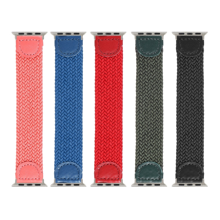 Nylon + Leather Braided Watch Band For Apple Watch Ultra 49mm&Watch Ultra 2 49mm / Series 9&8&7 45mm / SE 3&SE 2&6&SE&5&4 44mm / 3&2&1 42mm, Size:S(Blue) - Watch Bands by buy2fix | Online Shopping UK | buy2fix