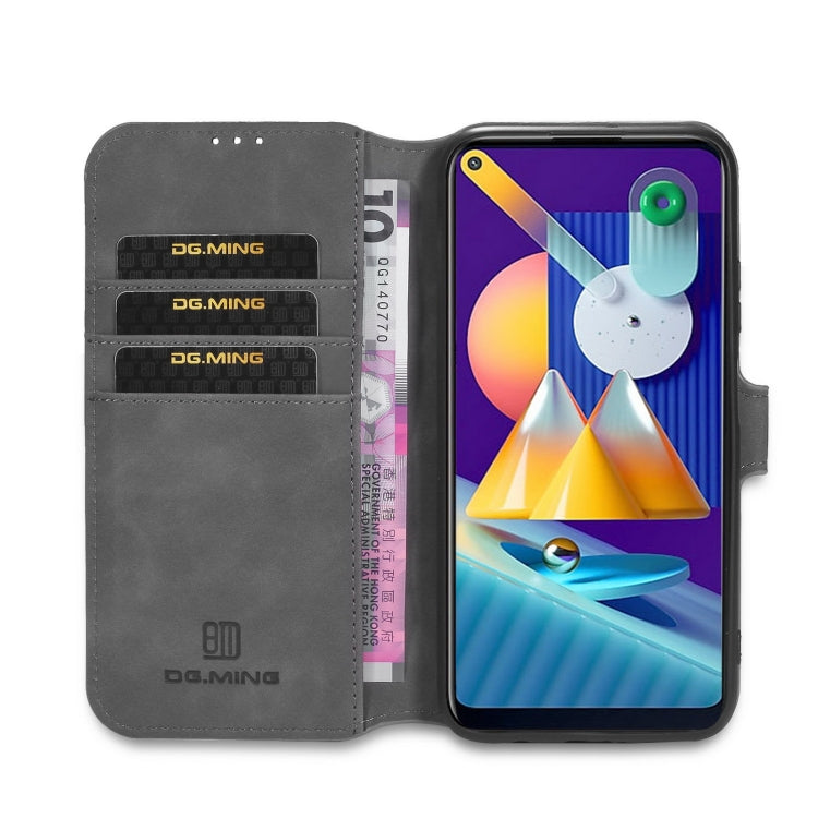 For Samsung Galaxy M11 / A11 (EU Version) DG.MING Retro Oil Side Horizontal Flip Case with Holder & Card Slots & Wallet(Grey) - Galaxy Phone Cases by DG.MING | Online Shopping UK | buy2fix