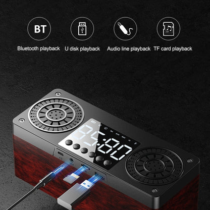 A10 Subwoofer Wooden Clock Bluetooth 5.0 Speaker, Support TF Card & U Disk Play & FM Radio(Red) - Desktop Speaker by buy2fix | Online Shopping UK | buy2fix