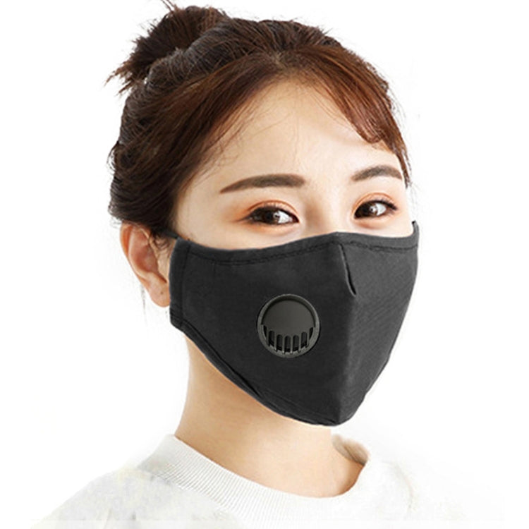 For Men Women Washable Replaceable Filter Breath-Valve PM2.5 Dustproof Face Mask(Black) - Protect Case by buy2fix | Online Shopping UK | buy2fix