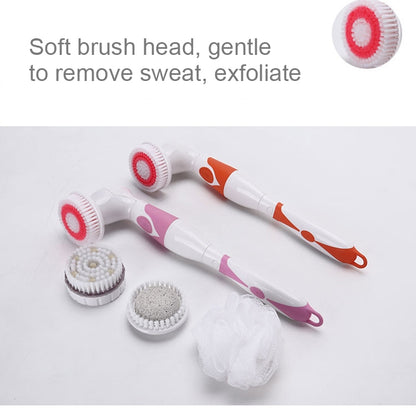 Multi-function Electric Waterproof Bath Cleansing Brush Long-handled Massage Brush, with 4 Brush Heads(Grey) - Bath Brushes & Sponges by buy2fix | Online Shopping UK | buy2fix