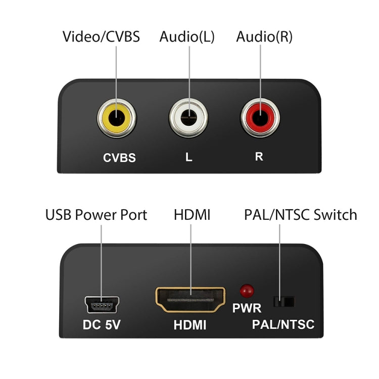 Mini HDMI to AV / CVBS Composite Video Signal Converter(Black) - Converter by buy2fix | Online Shopping UK | buy2fix