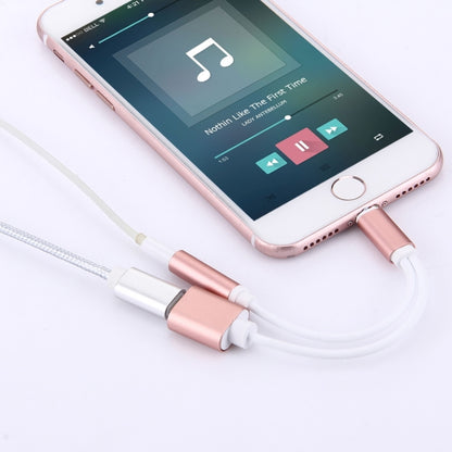 10cm 8 Pin Female & 3.5mm Audio Female to 8 Pin Male Charger&#160;Adapter Cable, Support All IOS Systems(Rose Gold) - Earphone Adapter by buy2fix | Online Shopping UK | buy2fix