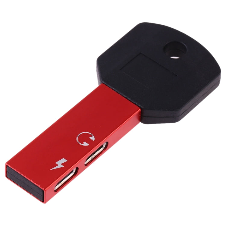 RC16 Dual 8 Pin Female to 8 Pin Male Key Shape Mini Portable Audio & Charge Adapter(Red) - Converter & Adapter by buy2fix | Online Shopping UK | buy2fix