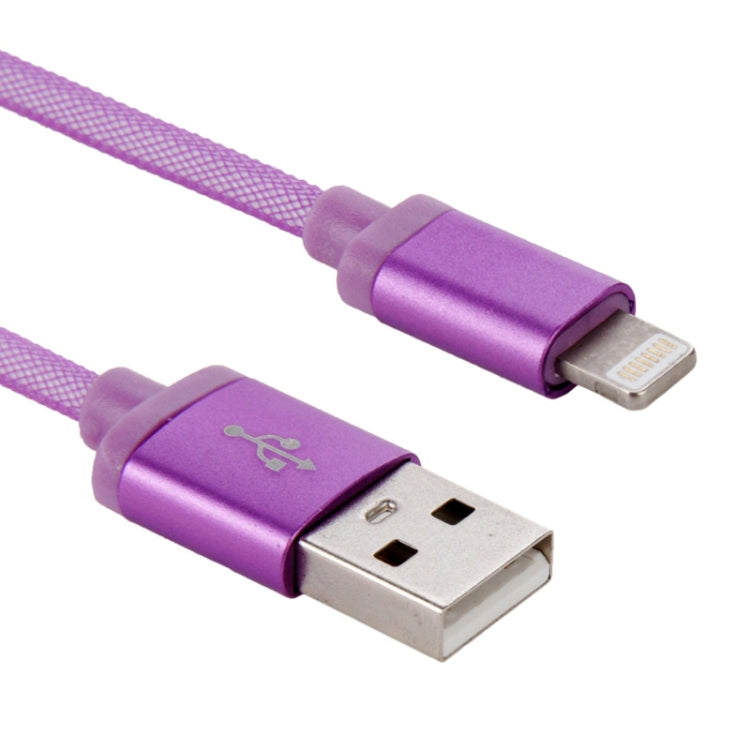 1m Net Style Metal Head 8 Pin to USB Data / Charger Cable(Purple) - Normal Style Cable by buy2fix | Online Shopping UK | buy2fix