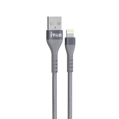 IVON CA92 2.4A Max USB to 8 Pin Rubber Fast Charging Data Cable, Length: 1.5m (Grey) - Normal Style Cable by IVON | Online Shopping UK | buy2fix