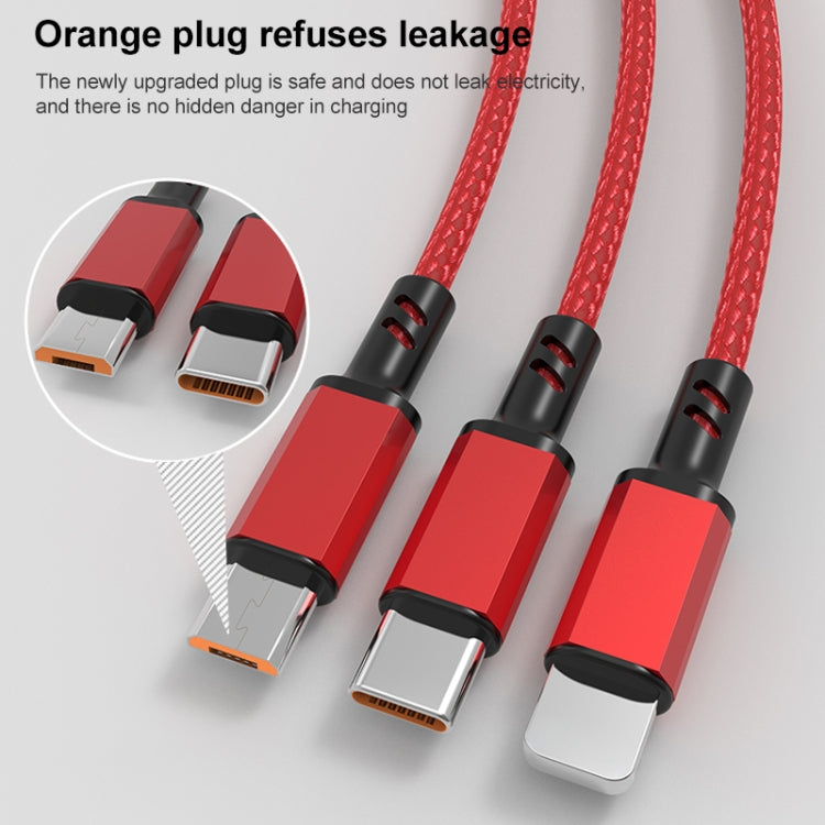 Orange Plug 3A 3 in 1 USB to Type-C / 8 Pin / Micro USB Fast Charging Cable, Cable Length: 1.2m(Silver) - Multifunction Cable by buy2fix | Online Shopping UK | buy2fix