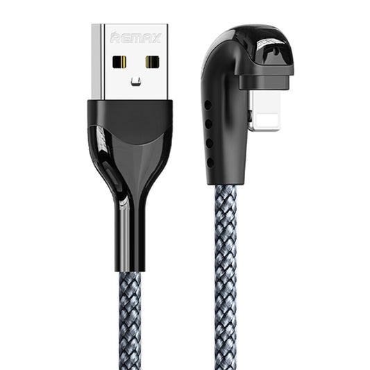 REMAX RC-177i Heymanba II 2.1A USB to 8 Pin 180 Degrees Elbow Zinc Alloy Braided Gaming Data Cable, Cable Length: 1m(Silver) - Normal Style Cable by REMAX | Online Shopping UK | buy2fix