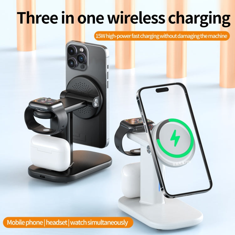 JJT-A70 15W 3 in 1 Multifunctional Magnetic Wireless Charging Holder (White) - Wireless Charger by buy2fix | Online Shopping UK | buy2fix