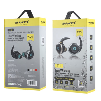 AWEI T1 Sports Headset IPX4 Waterproof Wireless Bluetooth V4.2 Stereo Earphone, Support TWS(Silver) - TWS Earphone by awei | Online Shopping UK | buy2fix