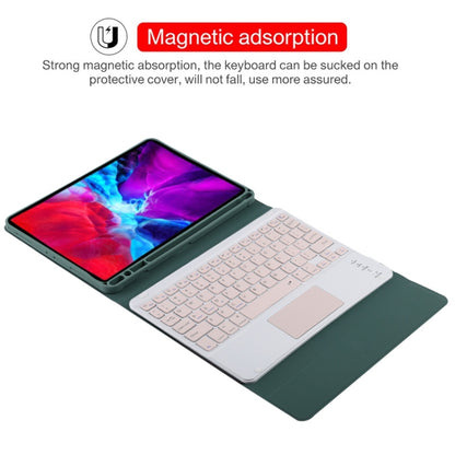 TG11BC Detachable Bluetooth Pink Keyboard Microfiber Leather Tablet Case for iPad Pro 11 inch (2020), with Touchpad & Pen Slot & Holder (Dark Green) - For iPad Pro by buy2fix | Online Shopping UK | buy2fix