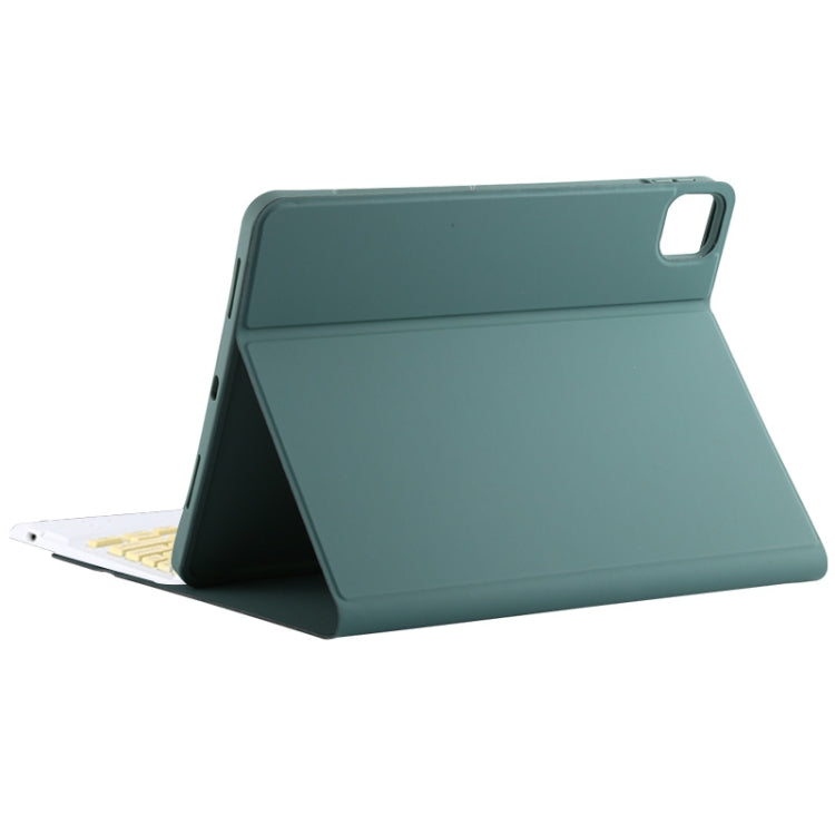 TG11BC Detachable Bluetooth Yellow Keyboard Microfiber Leather Tablet Case for iPad Pro 11 inch (2020), with Touchpad & Pen Slot & Holder (Dark Green) - For iPad Pro by buy2fix | Online Shopping UK | buy2fix