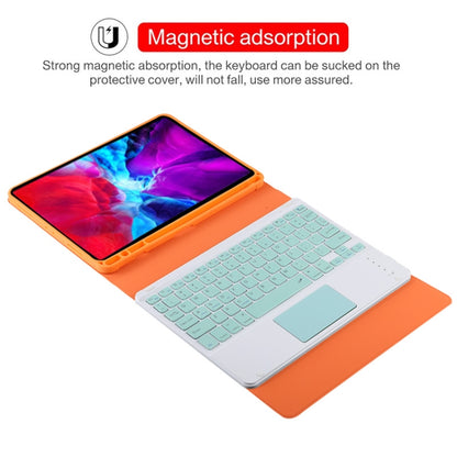 TG11BC Detachable Bluetooth Green Keyboard Microfiber Leather Tablet Case for iPad Pro 11 inch (2020), with Touchpad & Pen Slot & Holder (Orange) - For iPad Pro by buy2fix | Online Shopping UK | buy2fix