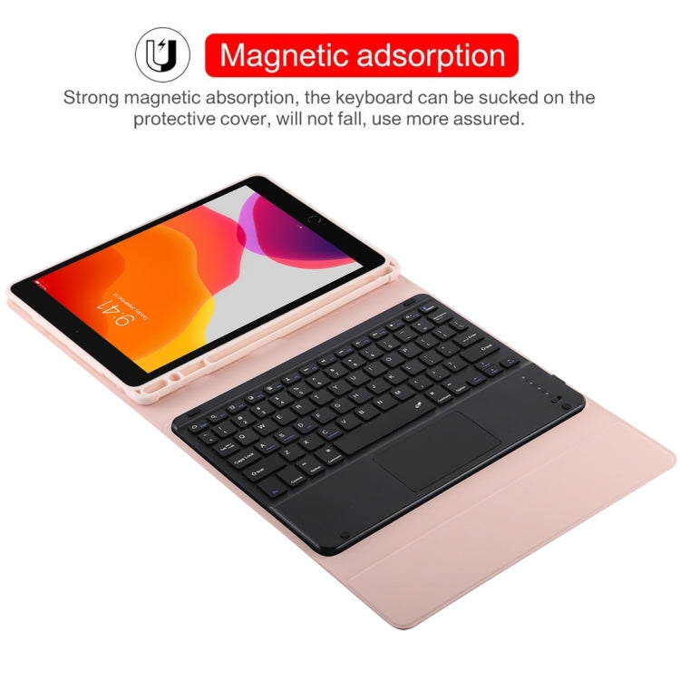 TG97BC Detachable Bluetooth Black Keyboard + Microfiber Leather Tablet Case for iPad 9.7 inch, with Touch Pad & Pen Slot & Holder(Pink) - Universal by buy2fix | Online Shopping UK | buy2fix