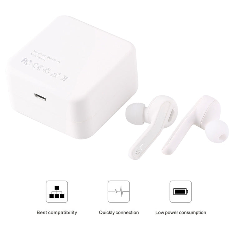T-88 TWS Bluetooth V5.0 Wireless Stereo Earphones with Magnetic Charging Box(White) - TWS Earphone by buy2fix | Online Shopping UK | buy2fix