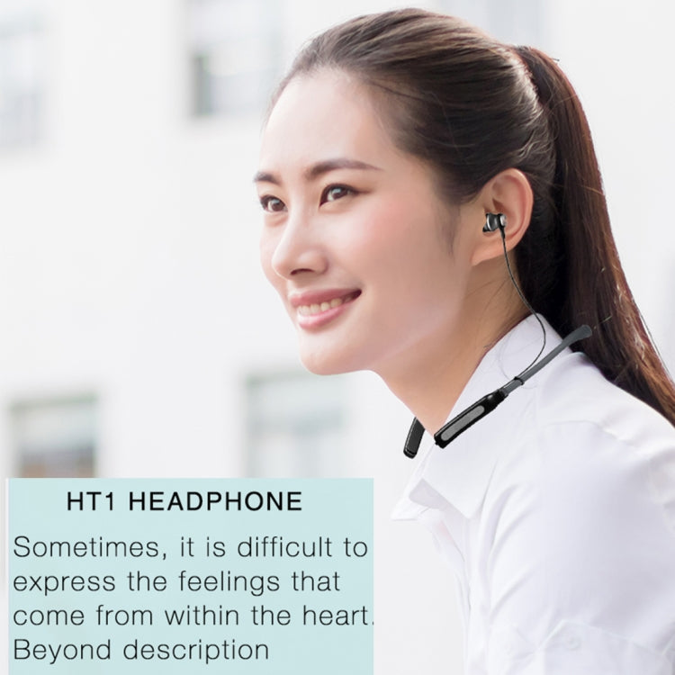 HT1 Magnetic In-Ear Wireless Bluetooth Stereo Headset(Black) - Neck-mounted Earphone by buy2fix | Online Shopping UK | buy2fix