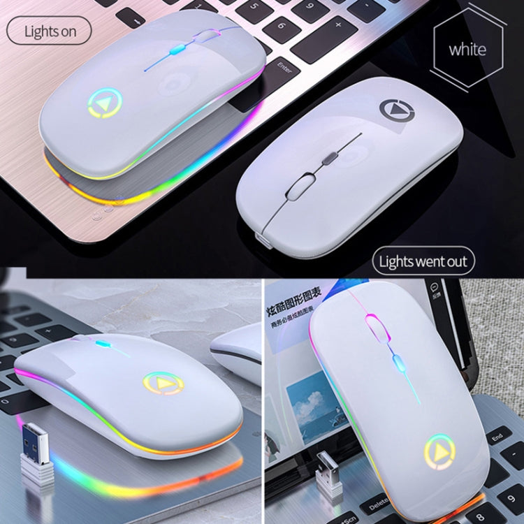 YINDIAO A2 BT3.0 + BT5.0 + 2.4GHz 1600DPI 3-modes Adjustable RGB Light Wireless Silent Bluetooth Mouse (White) - Wireless Mice by YINDIAO | Online Shopping UK | buy2fix