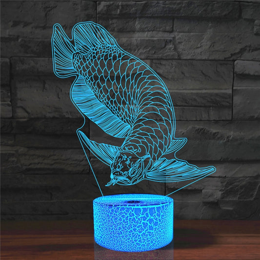 Fish Shape 3D Colorful LED Vision Light Table Lamp, Crack Remote Control Version - Novelty Lighting by buy2fix | Online Shopping UK | buy2fix