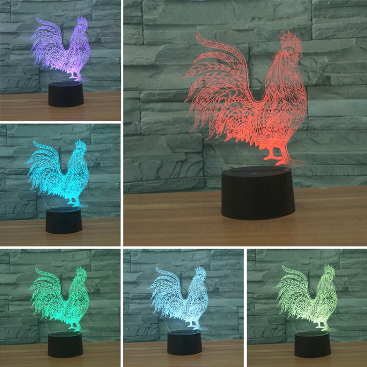 Cock Shape 3D Colorful LED Vision Light Table Lamp, Charging Touch Version - Novelty Lighting by buy2fix | Online Shopping UK | buy2fix