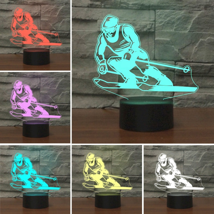 Skiing Shape 3D Colorful LED Vision Light Table Lamp, Charging Touch Version - Novelty Lighting by buy2fix | Online Shopping UK | buy2fix