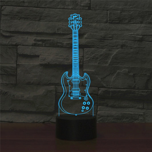 Five-string Guitar Shape 3D Colorful LED Vision Light Table Lamp, Crack Touch Version - Novelty Lighting by buy2fix | Online Shopping UK | buy2fix