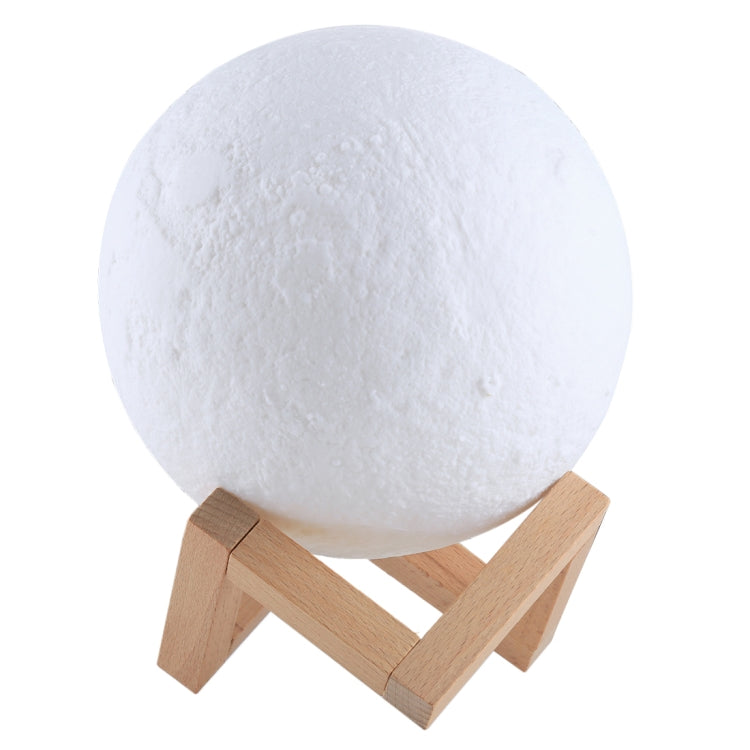 8cm Touch Control 3D Print Moon Lamp , USB Charging 16-color Changing LED Energy-saving Night Light with Wooden Holder Base & Remote Control - Night Lights by buy2fix | Online Shopping UK | buy2fix