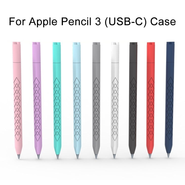 For Apple Pencil (USB-C) Diamond Pattern Silicone Stylus Pen Protective Case (Mint Green) - Pencil Accessories by buy2fix | Online Shopping UK | buy2fix